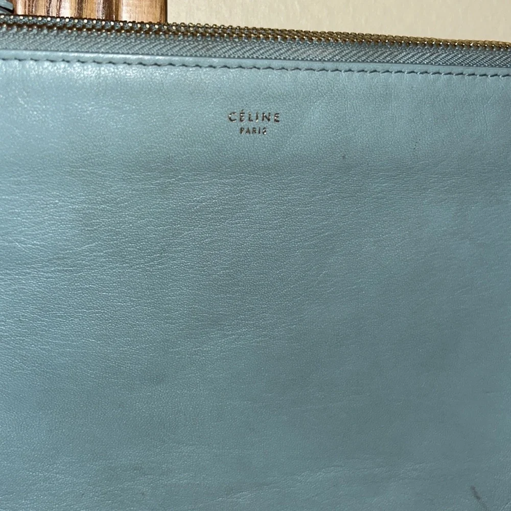 Celine large trio aqua leather Crossbody - Picture 3 of 11